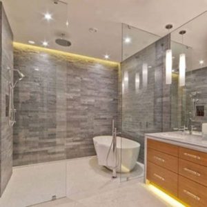 Vách kính nhà tắm dùng kẹp inox