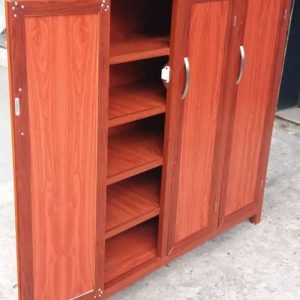 Mẫu tủ dép chia 3 buồng 5 tầng nhôm vân gỗ