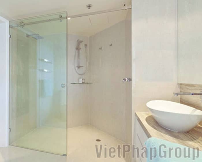 Mẫu vách tắm kính cửa mở trượt lùa