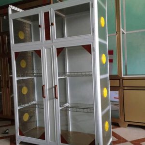 Tủ nhôm đựng chén bát màu trắng sứ giá rẻ