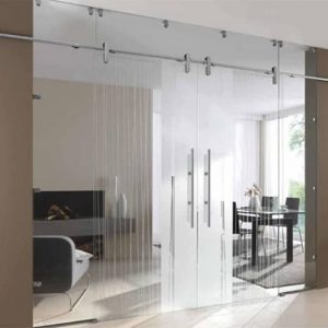 cửa lùa kính cường lực ray treo ngăn phòng đẹp