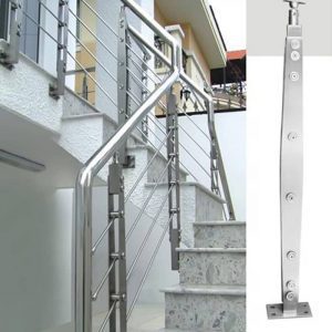 Mẫu trụ cầu thang inox so thanh suốt bên trong chân trụ đẹp
