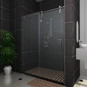 Phòng tắm kính cửa lùa giúp bạntiết kiệm diện tích mở cửa
