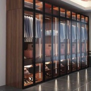 Tủ nhôm cánh kính đựng quần áo đồ trang trí gia đình