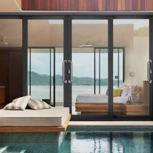 Cửa lùa 4 cánh nhôm wisdom biệt thự Vĩnh Phúc