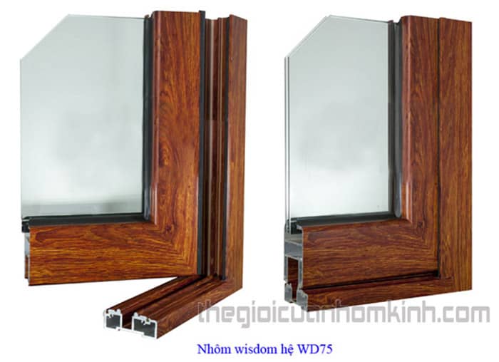 Mẫu góc nhôm wisdom hệ WD75 mở xếp trượt