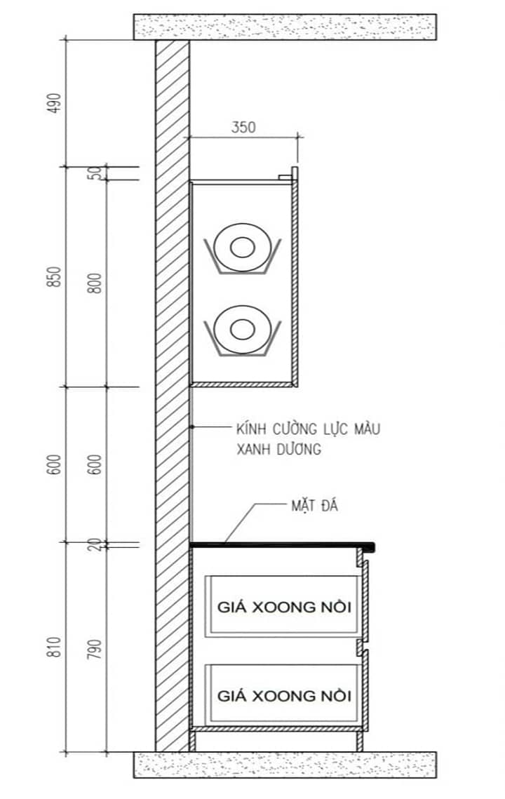 Lưu ý khi chọn kích thước tủ bếp chữ i theo chiều cao, sâu, rộng