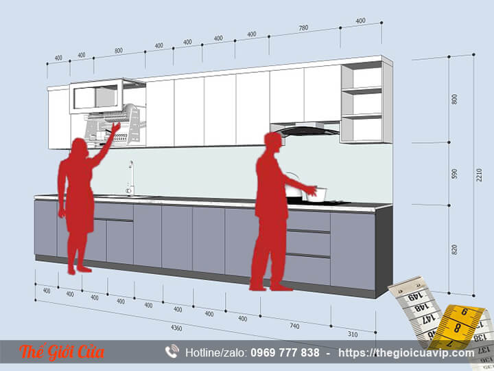 Kích thước tủ bếp chữ I