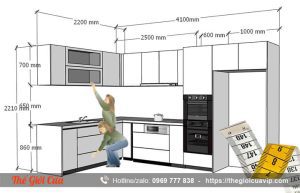 Kích thước tủ bếp chữ L
