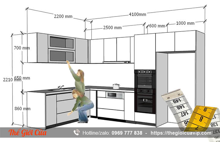 KÍCH THƯỚC TỦ BẾP KỊCH TRẦN PHÙ HỢP VỚI TRẦN NHÀ CAO