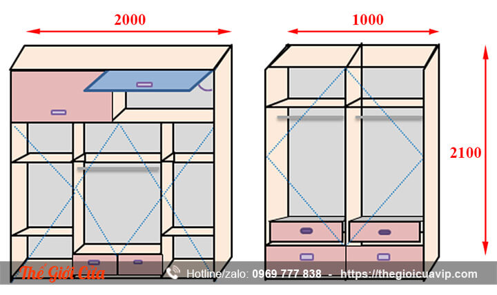 Kích thước tủ quần áo