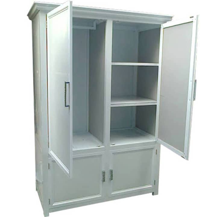 Làm tủ nhôm 2 buồng màu trắng để quần áo và để đồ
