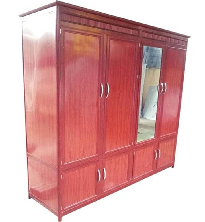 Thi công tủ nhôm đựng quần áo 4 cánh nhôm thường giá rẻ