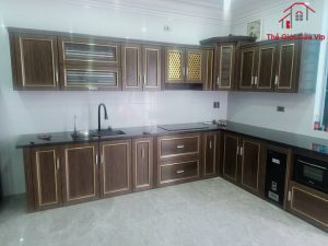 Tủ bếp nhôm giả gỗ